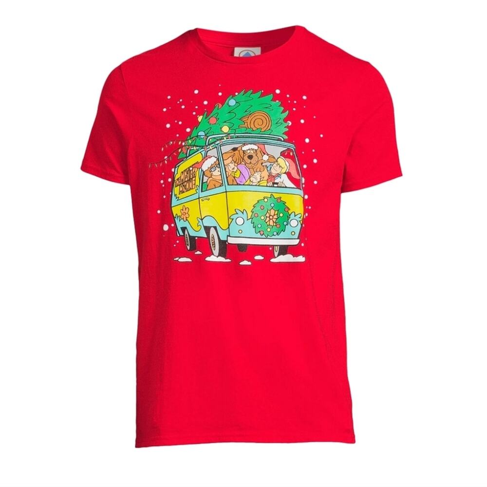 Scooby Doo Red Christmas Van Holiday Graphic Tee Size Medium